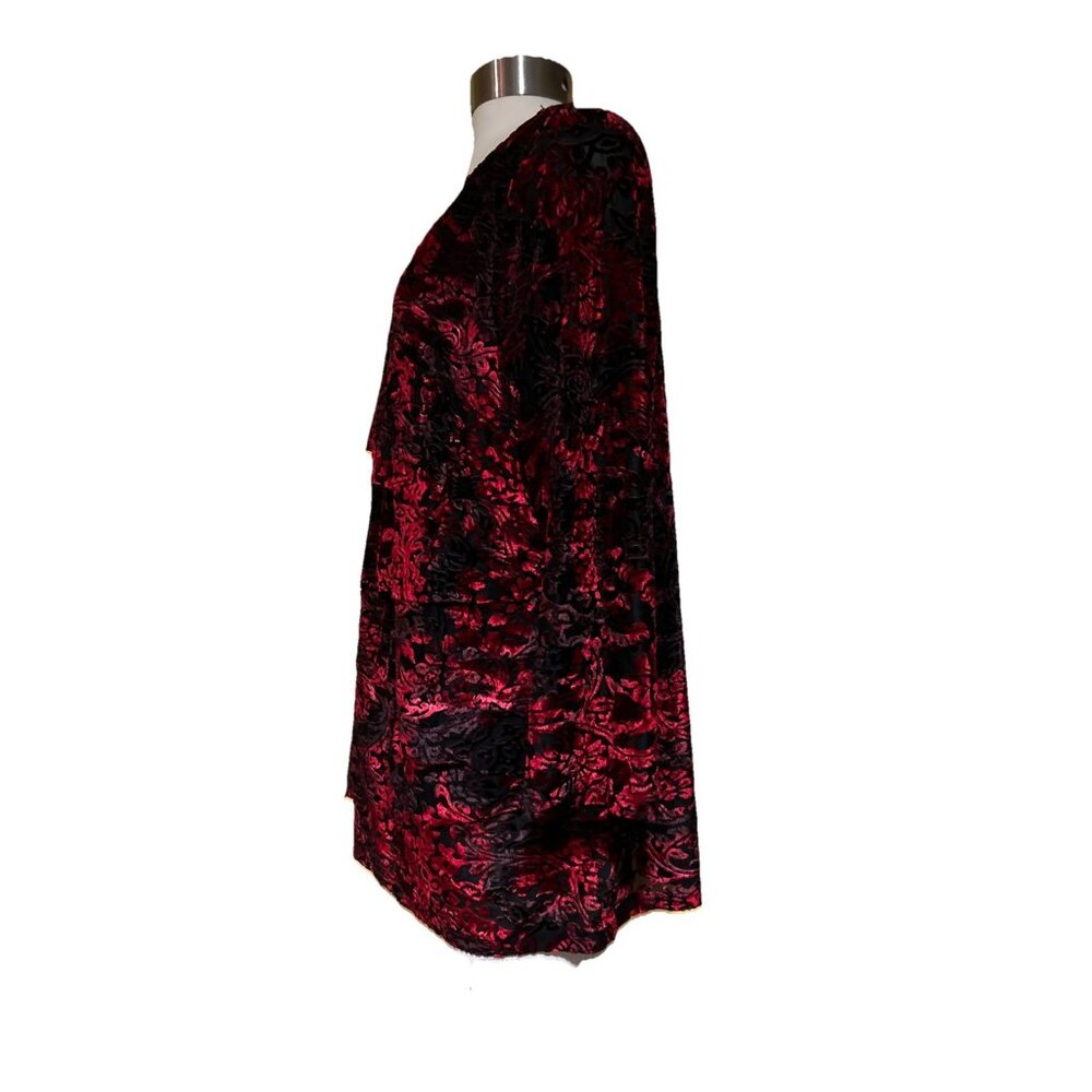 Dress Barn Floral Mesh Top Burnout Velvet Gothic Grunge Whimsigoth Y2K Sz 1X - Picture 7 of 12